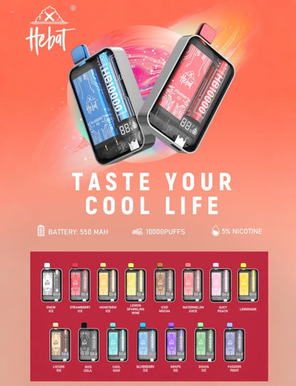 HEBAT 喜貝10000口一次性電子煙| 拋棄式 | 可重複充電 | 正品現貨供應